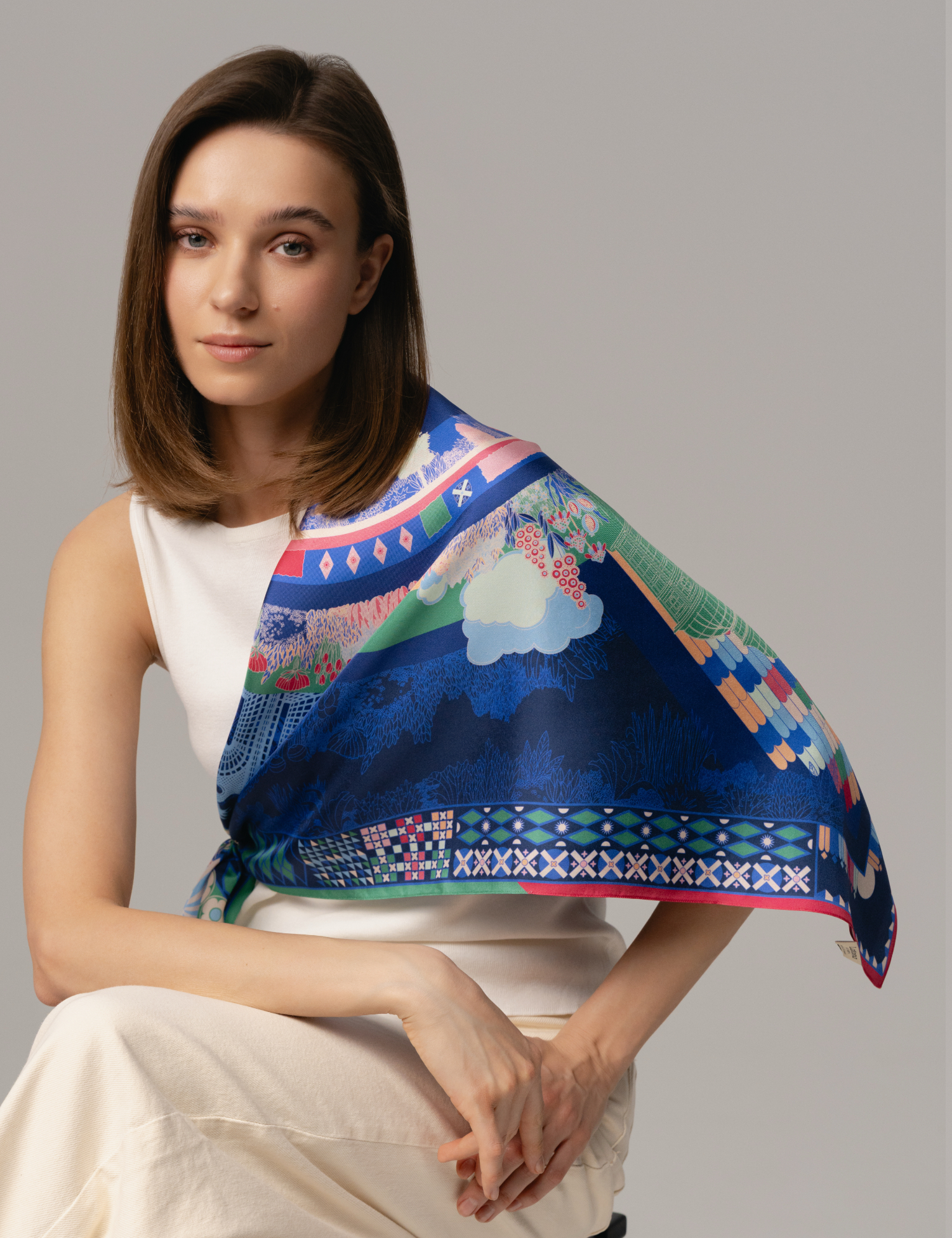 Картинка Шовкова хустина «Garden Navy»